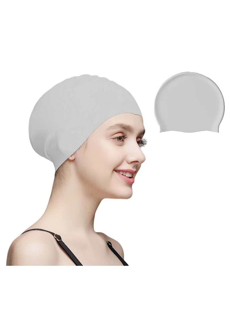 MUMS PLANET Silicone Swimming Cap, Non-Slip Flexible Fixed Swim Cap, Safe Waterproof with Storage Bag for Long and Short Hair for Women, Men, Kids, Ladies - Cap - Swimming cap-Swimming supplies - Image 1