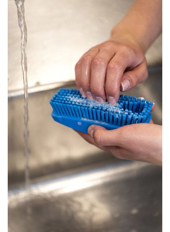 Vikan 64403 Stiff Nail Scrubbing Brush Clean Bathroom Kitchen Upholstery Fabric 13cm x 5cm x 4cm, Blue - Image 5