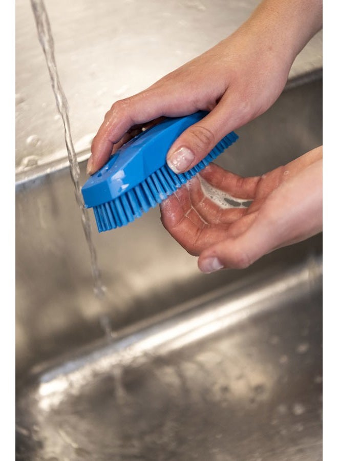 Vikan 64403 Stiff Nail Scrubbing Brush Clean Bathroom Kitchen Upholstery Fabric 13cm x 5cm x 4cm, Blue - Image 3