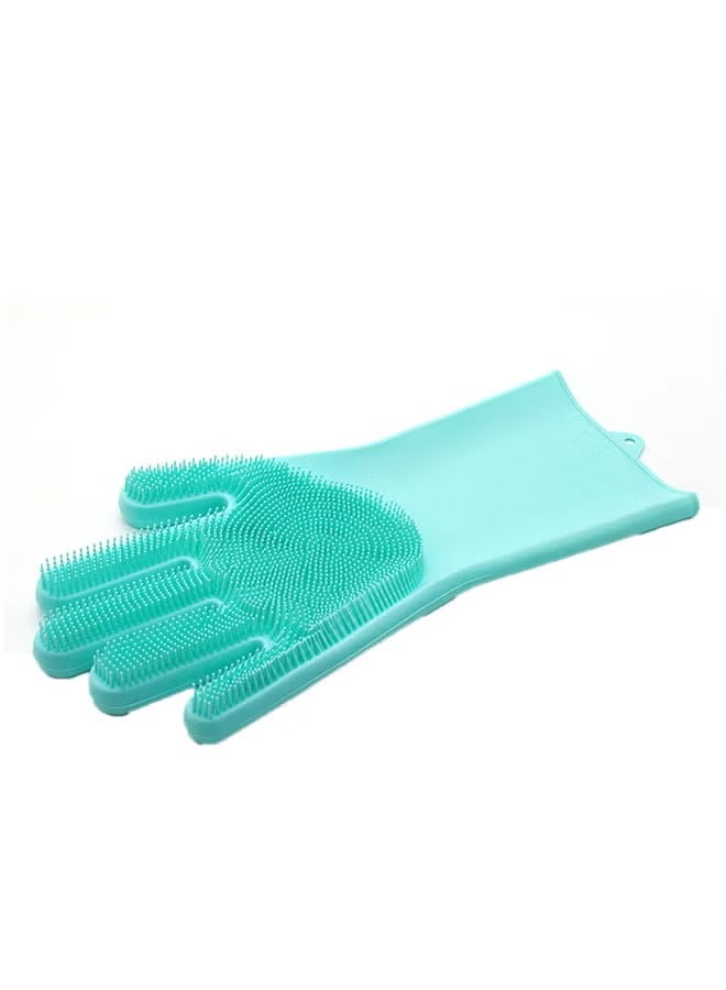 Magic Silicone Gloves With Wash Scrubber Blue 32x16cm - Image 3