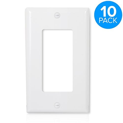 Maxxima 10 Pack 1 Gang Decorative Outlet Wall Plate - White, Standard Size Cover, Ideal for Light Switch, Single Outlet, Timers, or Dimmers - 10 Pack - Image 2