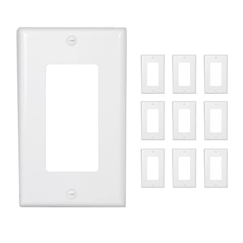 Maxxima 10 Pack 1 Gang Decorative Outlet Wall Plate - White, Standard Size Cover, Ideal for Light Switch, Single Outlet, Timers, or Dimmers - 10 Pack - Image 3