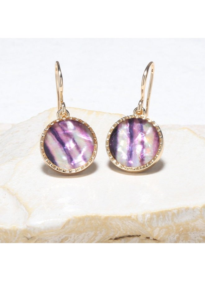 BONALUNA Boho Gold Colorful Abalone Shell Small Circle Dangle Drop Earrings For Women  - Image 4