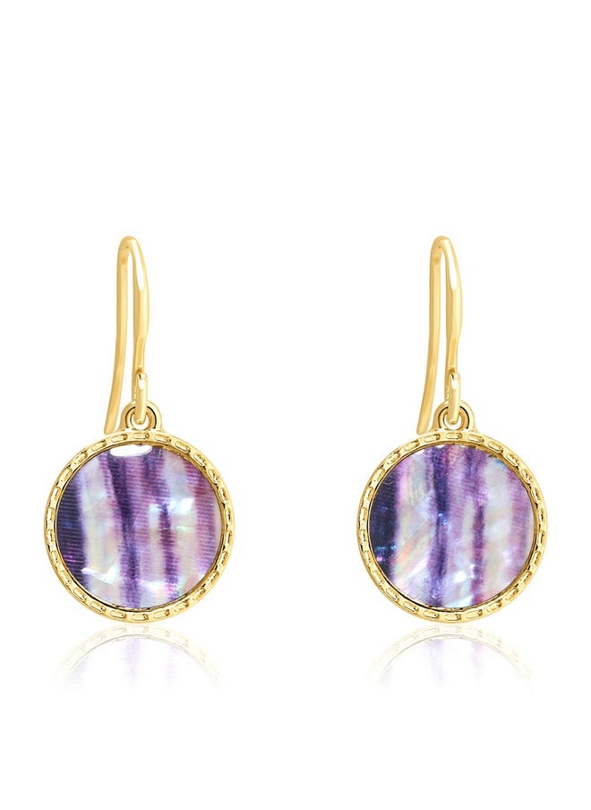 BONALUNA Boho Gold Colorful Abalone Shell Small Circle Dangle Drop Earrings For Women  - Image 1