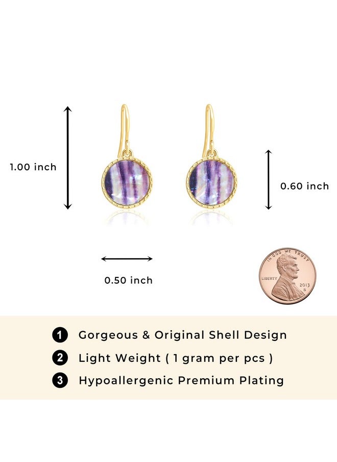 BONALUNA Boho Gold Colorful Abalone Shell Small Circle Dangle Drop Earrings For Women  - Image 2