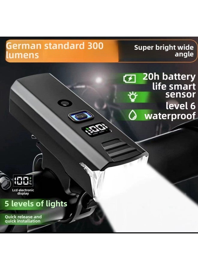 Loquat Strong Light Induction Bicycle Light Outdoor Night Riding Headlight Single Car Light Cycling Light TYPE-C Charging Digital Electric Display-Colour:Luxury Model With High Lumens, High Capacity, Lcd D - Image 2