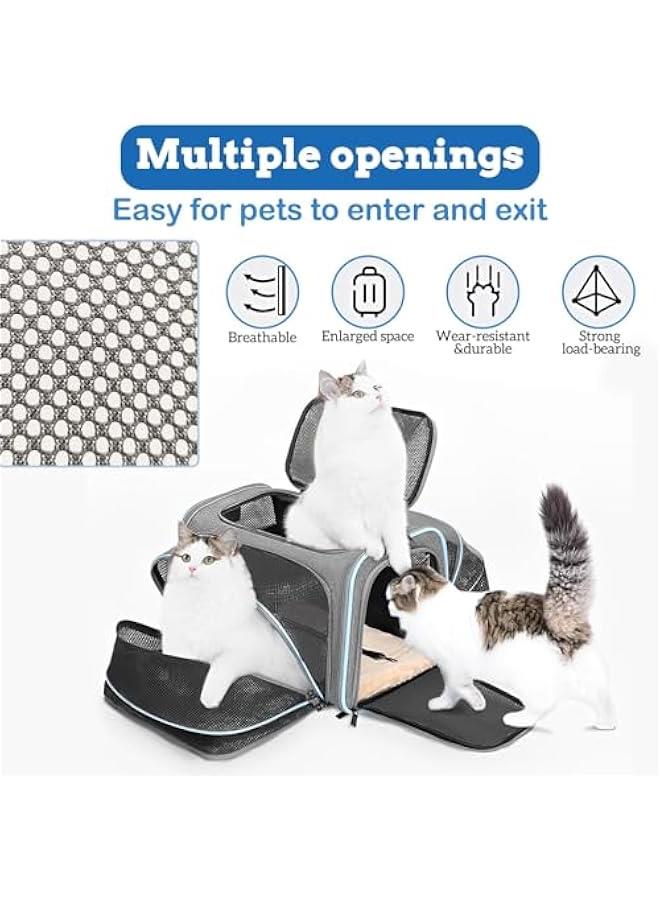 تراسل شنطة يد لحمل القطط والكلاب والقطط والحيوانات الاليفة من تراسل، معتمدة من شركة الطيران، قابلة للتوسيع من الجانبين وقابلة للتوسيع وقابلة للطي، شنطة يد للحيوانات الاليفة مع وسادة قابلة للازالة للقطط - Image 3