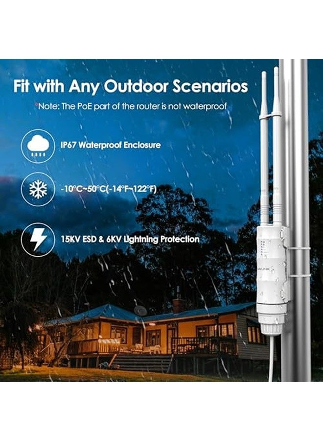 واف لينك مقوي واي فاي خارجي AC1200 | نقطة وصول/مكرر/راوتر ثنائي النطاق مقاوم للماء مع هوائيين 7dBi، سرعة 300Mbps على 2.4GHz و867Mbps على 5GHz، يدعم PoE - Image 3