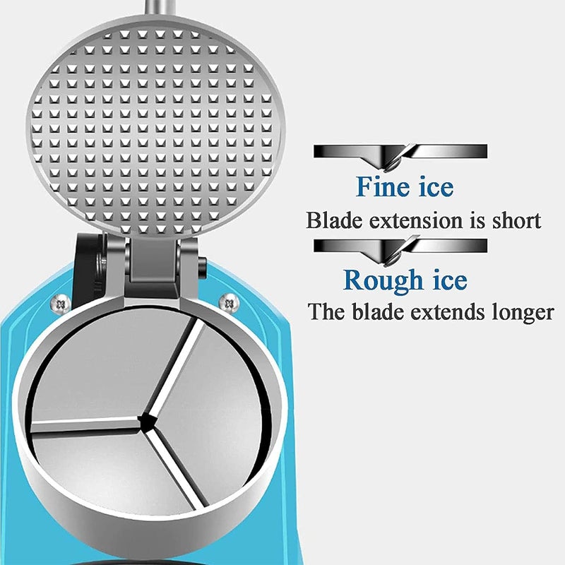 Mammoth Electric Home Commercial Use 3 Knife Ice Crusher 250W Commercial Ice ShaverThe Amount of Crushed Ice 65KGHHeavy Duty Stainless Steel Blade Cold DrinksThree Blades Snow Cone Maker Blue  - Image 3