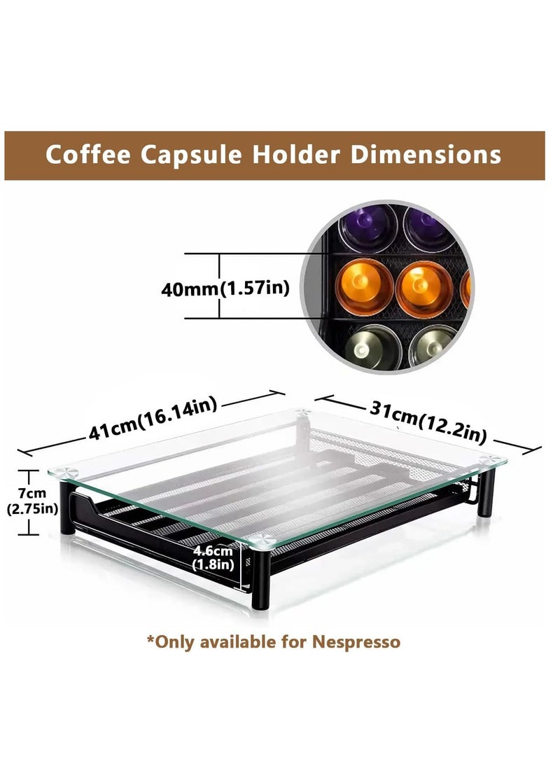 الأزرق جي دبليو خفف من الزجاج حامل القهوة درج التخزين متوافق مع سلسلة نسبريسو الأصلي ، ويمكن أن تستوعب 60 وعاء أسود / شفاف ، باستثناء كبسولة القهوة وآلة القهوة - Image 3
