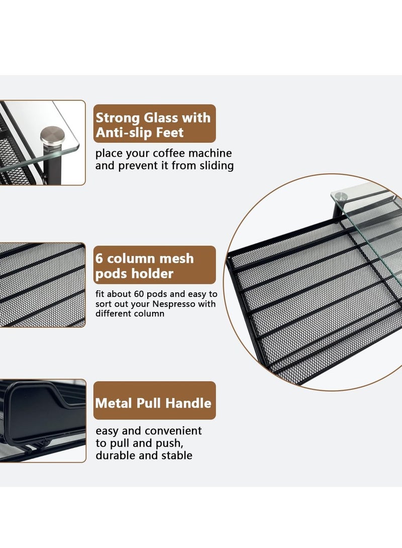 الأزرق جي دبليو خفف من الزجاج حامل القهوة درج التخزين متوافق مع سلسلة نسبريسو الأصلي ، ويمكن أن تستوعب 60 وعاء أسود / شفاف ، باستثناء كبسولة القهوة وآلة القهوة - Image 4