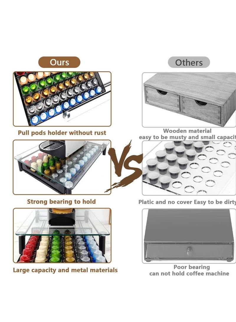 الأزرق جي دبليو خفف من الزجاج حامل القهوة درج التخزين متوافق مع سلسلة نسبريسو الأصلي ، ويمكن أن تستوعب 60 وعاء أسود / شفاف ، باستثناء كبسولة القهوة وآلة القهوة - Image 5