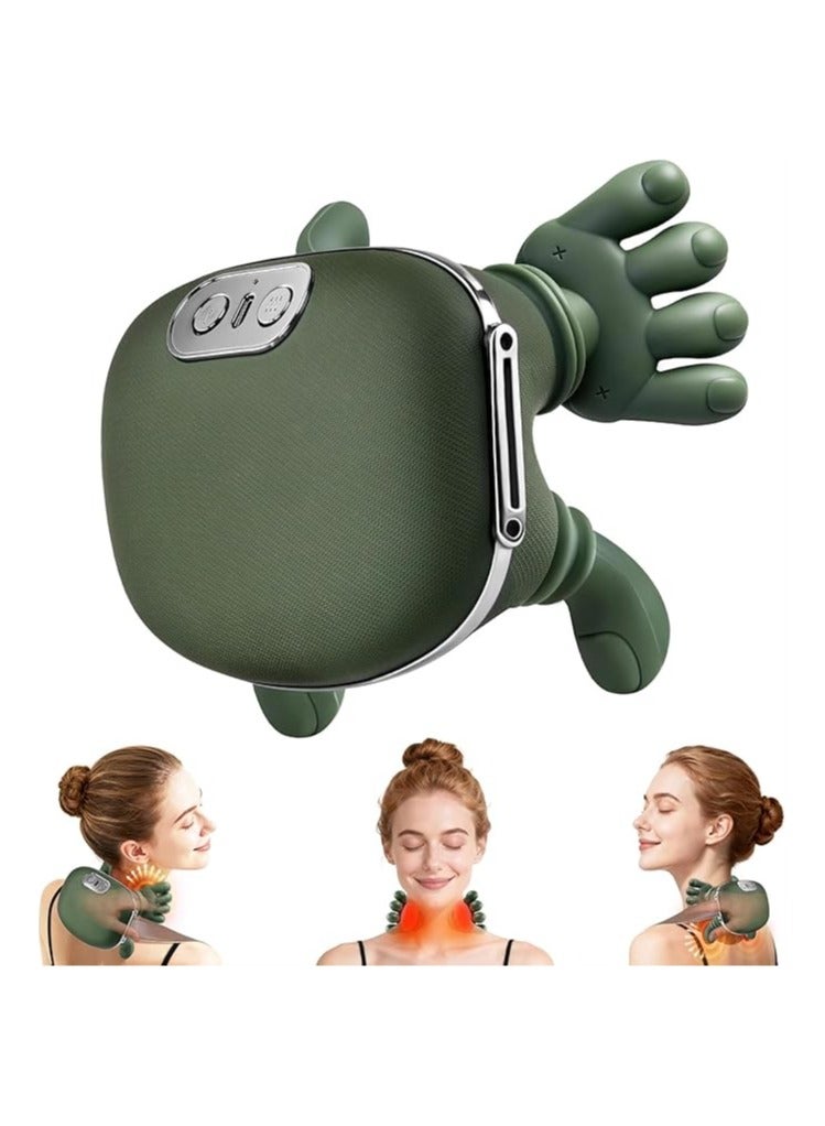 ARS Wireless Neck Shoulder Back Massager with Heat, 4D Shiatsu Bionic Kneading Deep Tissue, Simulated Human Hand for Cervical Pain Relief & Muscle Relax, Rechargeable Gift for Men Women (Green) - Image 1