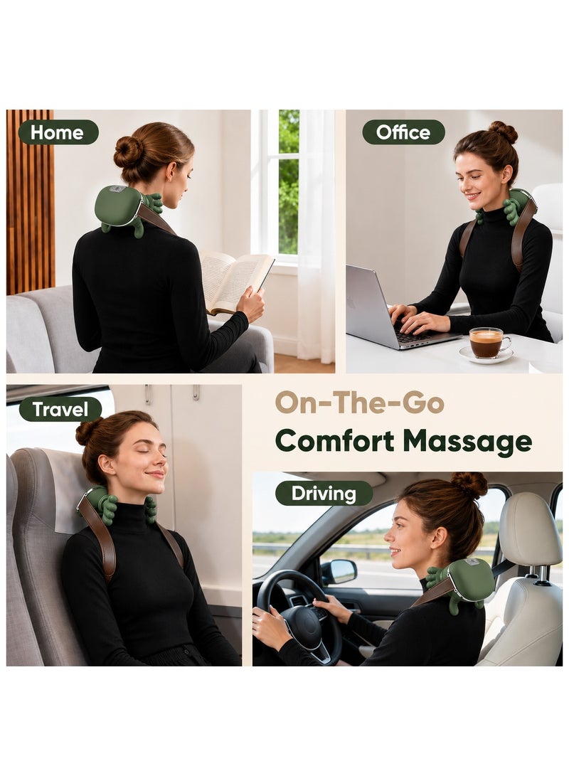 ARS Wireless Neck Shoulder Back Massager with Heat, 4D Shiatsu Bionic Kneading Deep Tissue, Simulated Human Hand for Cervical Pain Relief & Muscle Relax, Rechargeable Gift for Men Women (Green) - Image 4