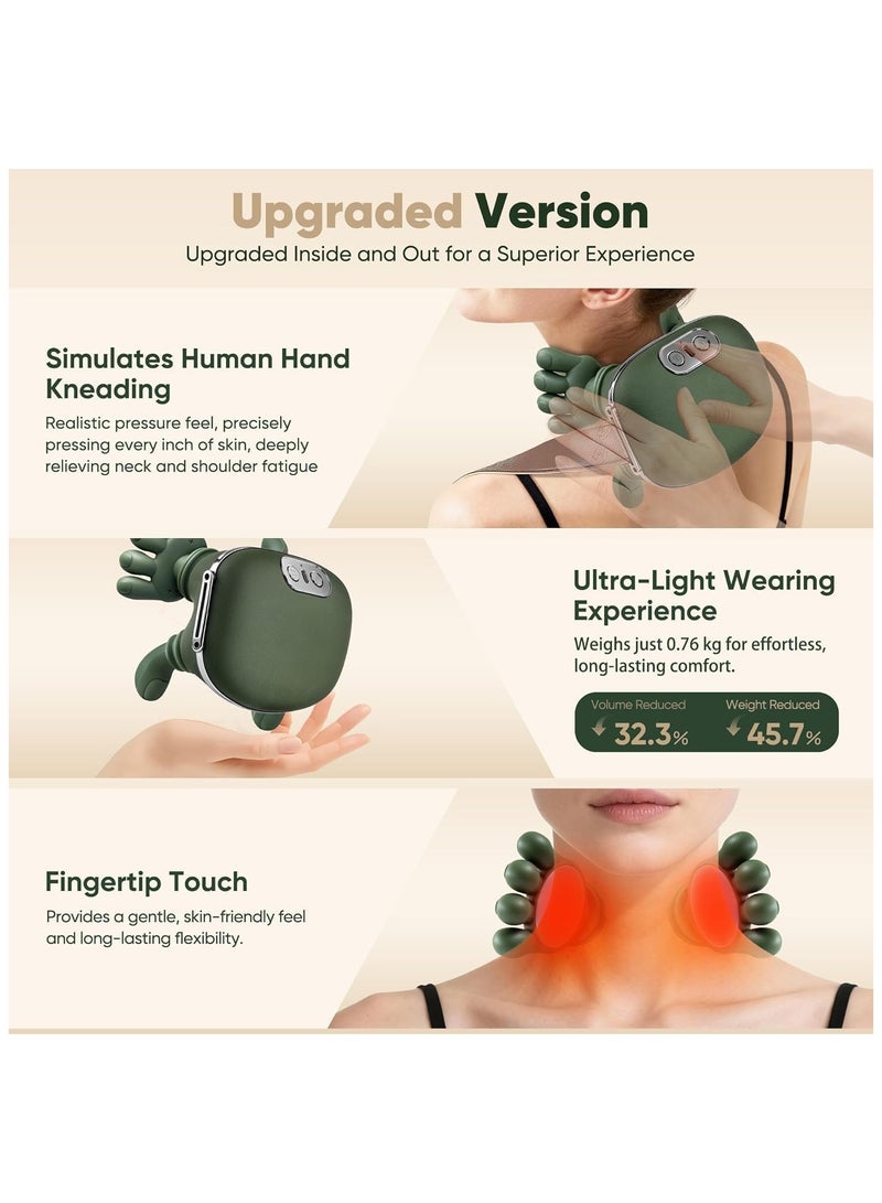 ARS Wireless Neck Shoulder Back Massager with Heat, 4D Shiatsu Bionic Kneading Deep Tissue, Simulated Human Hand for Cervical Pain Relief & Muscle Relax, Rechargeable Gift for Men Women (Green) - Image 5
