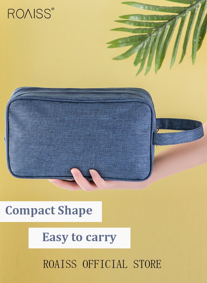 roaiss Double Layer Toiletry Bag Side Handle Clutch Men 600D Nylon Toiletry Bag Bathroom Shaving Organizer for Men Toiletries Traveling Men's Personalized Toiletry Kit Travel Bag - Image 1