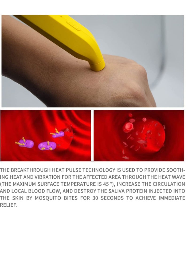 Excefore Insect Sting Bite Relief Electronic Mosquito Bites Itching Treatment Tool Thermal Frequency Pulse Anti Pruritic Stick Fast Symptom Relief Reduce Pain Portable USB Rechargeable - Image 3
