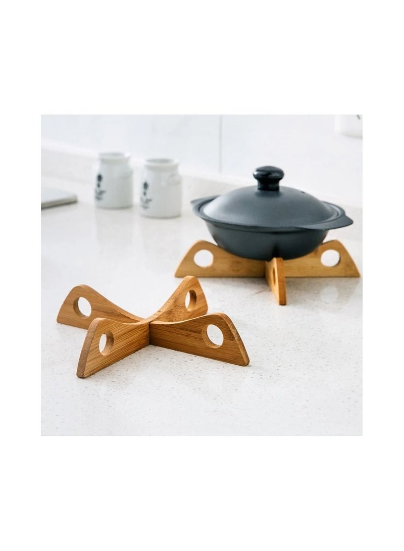 2 pcs Tray Rack Detachable Wood Table Mat Kitchen Pot Heat Insulated Cooling Dish Pot holders Gadget Holder - Image 1