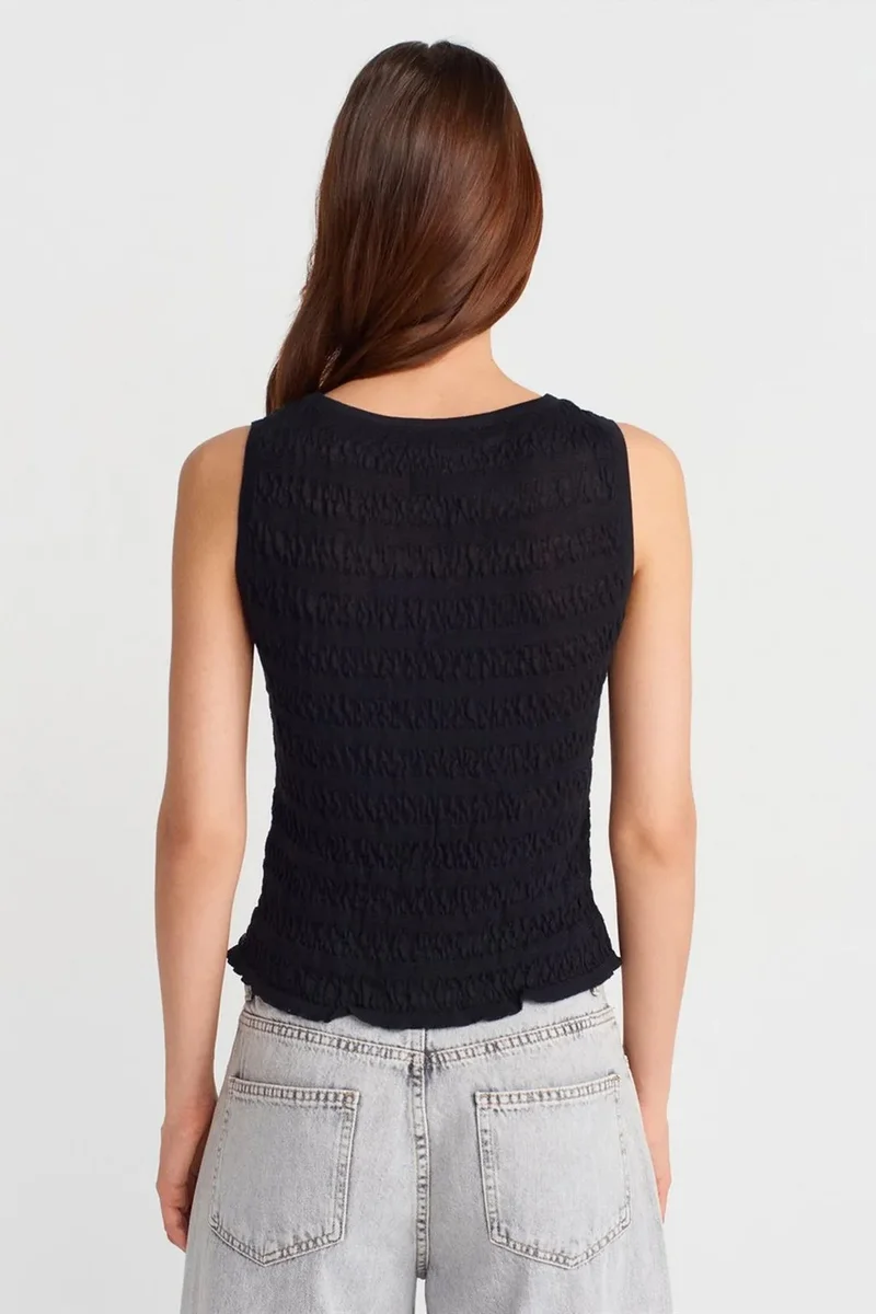 Dilvin Black DILVIN Fitted Ribbed Sleeveless Boat Neck Blouse for Women | Best Price UAE
