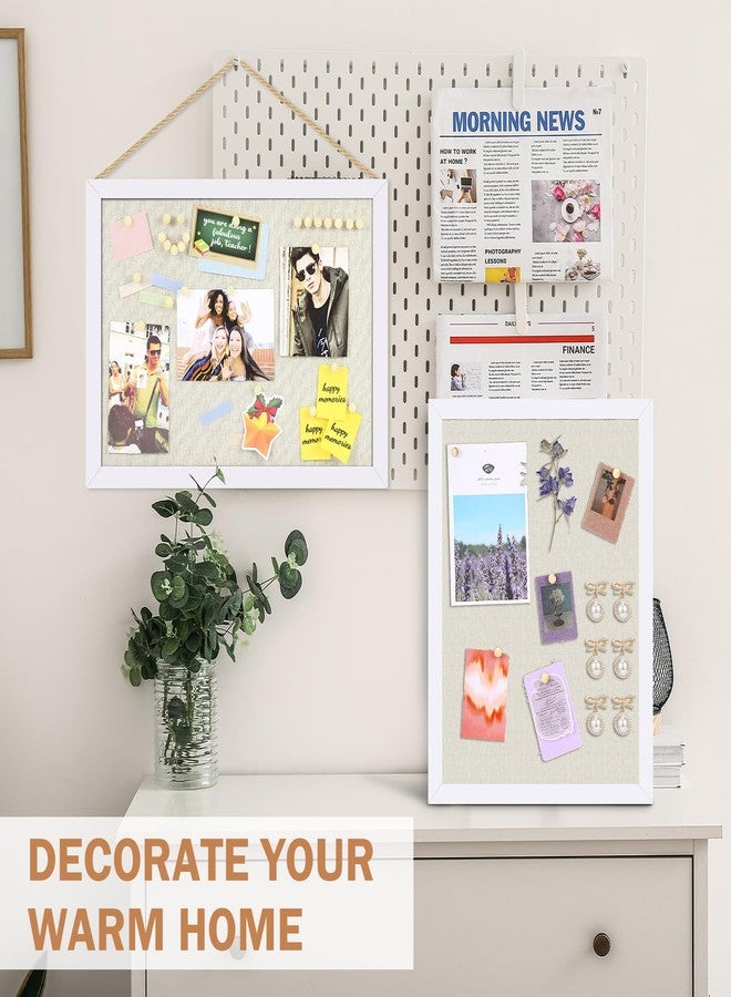 Teling 9 Pack Wood Bulletin Boards with Linen 12''x 16'' Cork Board for Walls with 90 Pushpin Decorative Wood Framed Display for School Office Home Decor (White) - Image 5