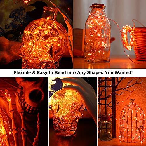 BrizLabs Orange Halloween Lights, 19.47ft 60 LED Orange Fairy Lights String, 2 Modes Battery Halloween String Light, Indoor Silver Wire Twinkle Light for Christmas Thanksgiving Party Carnival Decor - Image 5
