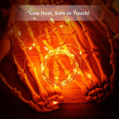 BrizLabs Orange Halloween Lights, 19.47ft 60 LED Orange Fairy Lights String, 2 Modes Battery Halloween String Light, Indoor Silver Wire Twinkle Light for Christmas Thanksgiving Party Carnival Decor - Image 3