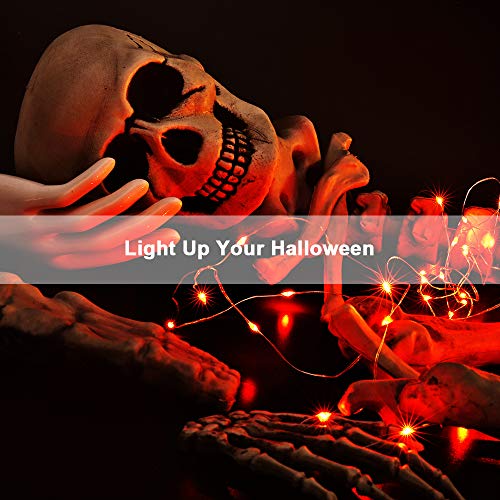 BrizLabs Orange Halloween Lights, 19.47ft 60 LED Orange Fairy Lights String, 2 Modes Battery Halloween String Light, Indoor Silver Wire Twinkle Light for Christmas Thanksgiving Party Carnival Decor - Image 4
