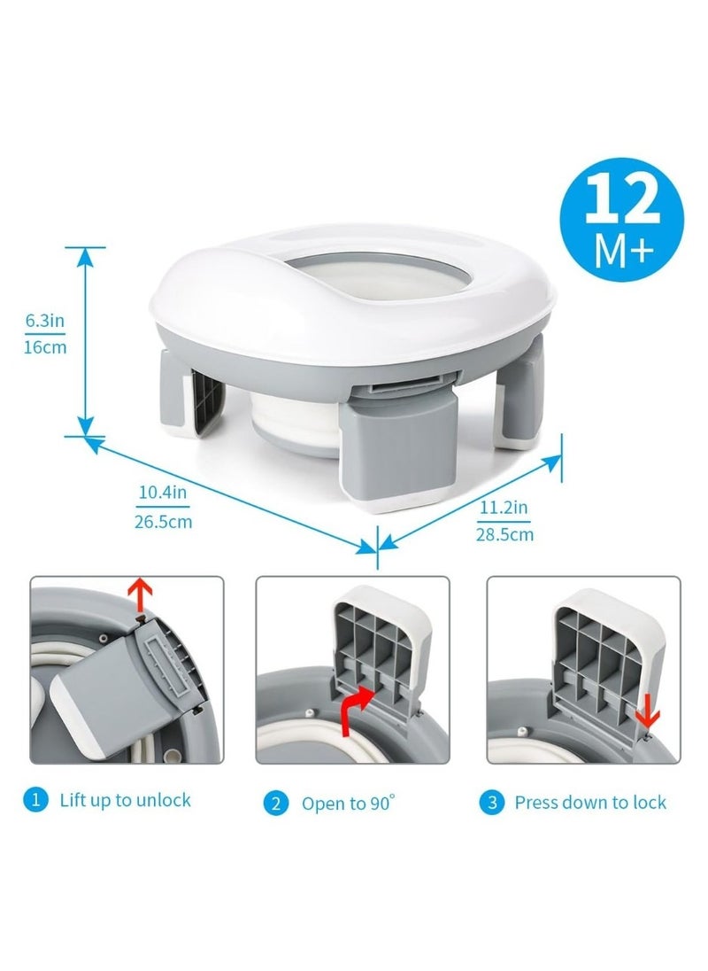 ARCOON - ARCOON Baby Potty Training Seat, 3 in 1 On-The-Go Potty Training Seat, Foldable Portable Non-Slip Design with Disposable Bags - Image 1