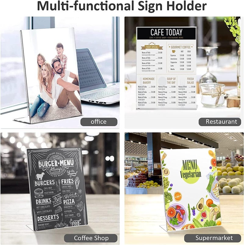 Ludery 8.5x11 Inches Acrylic Sign Slant Back Holder, Plastic Display Stand,Brochure Holder, Table Top Sign Holder For Office, Home, Store, Restaurant… (6pack) - Image 5