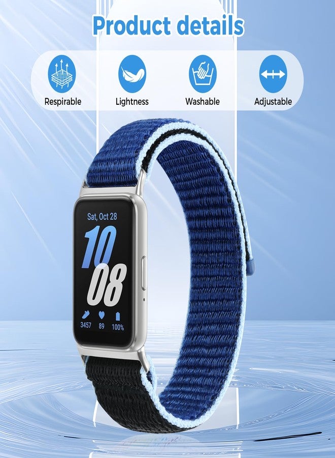 Acortjl 2PCS Nylon Watch Band Compatible with Samsung Galaxy Fit 3, Soft Breathable Adjustable Sport Nylon Loop Replacement Wristbands for Galaxy Fit3 SM-R390 Watch for Women Men - Image 2