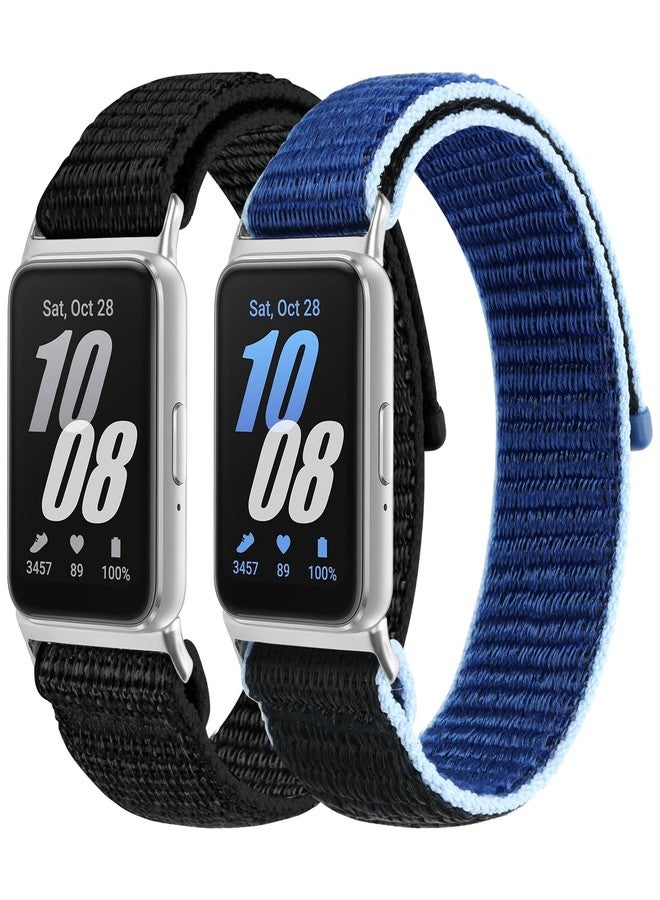 Acortjl 2PCS Nylon Watch Band Compatible with Samsung Galaxy Fit 3, Soft Breathable Adjustable Sport Nylon Loop Replacement Wristbands for Galaxy Fit3 SM-R390 Watch for Women Men - Image 1