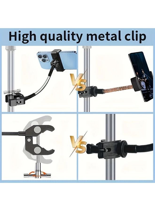 Black Adjustable Gooseneck Microphone Stand with Metal Clamp for Live Streaming - Image 5