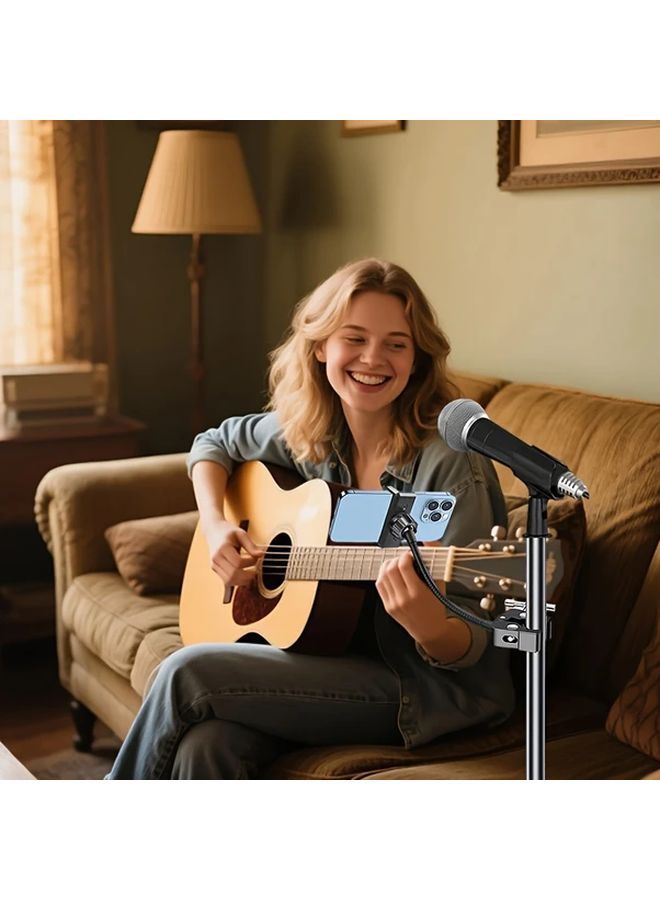 Black Adjustable Gooseneck Microphone Stand with Metal Clamp for Live Streaming - Image 4