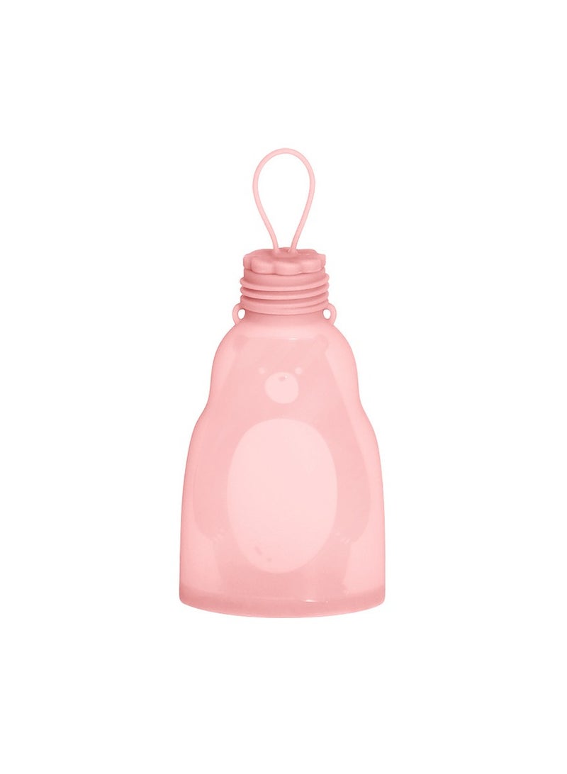 Home fresh-keeping portable silicone breast milk bag can be refrigerated and reused Big Bear Pink 300ml - Image 1