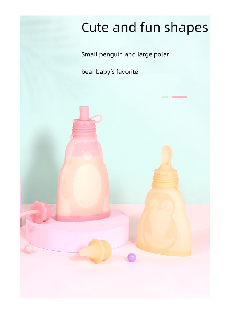 Home fresh-keeping portable silicone breast milk bag can be refrigerated and reused Big Bear Pink 300ml - Image 5