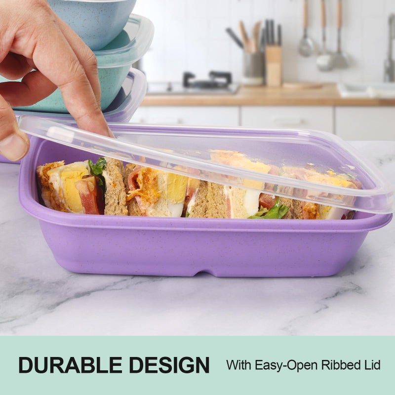 shopwithgreen Meal Prep Containers 1-Compartment  10PCS Wheat Straw Microwave Bento Lunch Box with Lids  Reusable & Stackable Food Storage Containers  Dishwasher Freezer Safe BPA Free (32 OZ) - Image 2