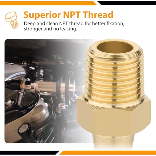 KOOTANS 4pcs Brass Hose Barb Fittings 3/8" Hose Barb to 1/8 NPT Male Thread Air Hose Fittings Brass Quick Coupler Air M Type Adapter Connector Fitting - Image 4