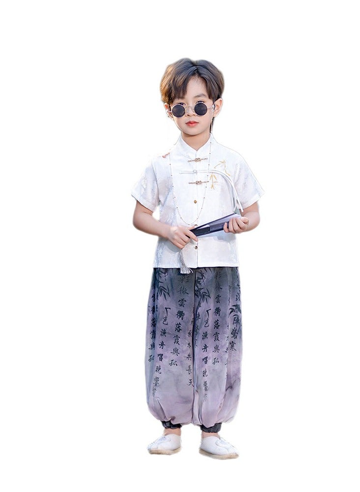 LiangSanZhi Boys' Chinese Tang Suit Hanfu Costume - New Chinese Style Retro Performance Outfit, Long Sleeve Ethnic Kung Fu Jacket Pants Set for Kids (Spring/Autumn) - Image 1