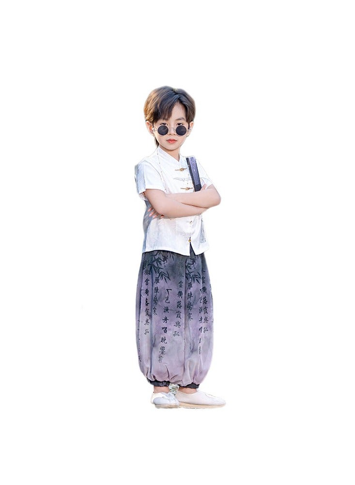 LiangSanZhi Boys' Chinese Tang Suit Hanfu Costume - New Chinese Style Retro Performance Outfit, Long Sleeve Ethnic Kung Fu Jacket Pants Set for Kids (Spring/Autumn) - Image 3