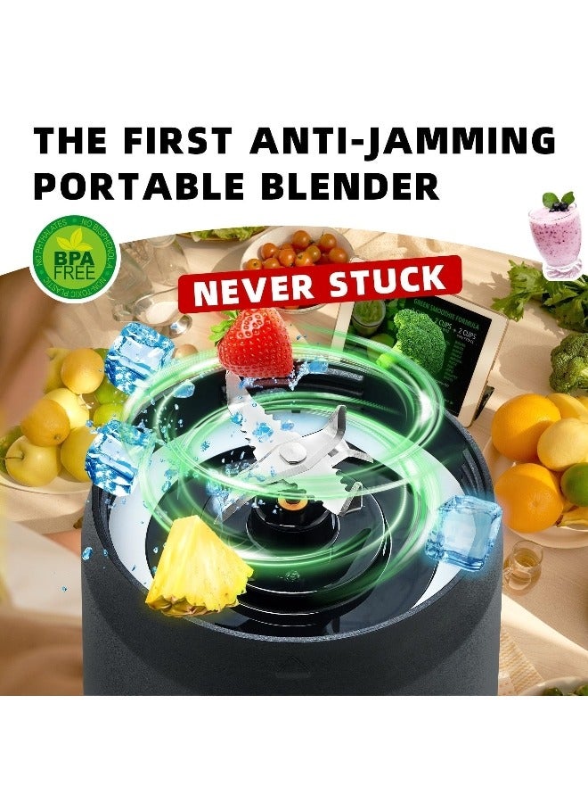 Jubilin Portable Blender with 6000mAh Battery, 300 Watt for Shakes and Smoothies , 24oz USB-C Rechargeable, BPA-Free, Electric Protein Shaker Bottle with Travel Lid for Kitchen, Gym & Office. (Black Base Grey Lid) - Image 5