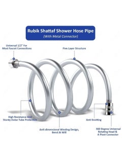 Rubik Shower Hose Pipe PVC Flex Anti Twist Heat Resistance Universal Replacement Kink and Leak Proof (2.5 Meter)  - Image 2