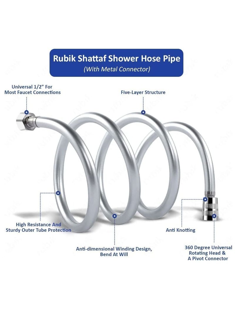 Rubik Shower Hose Pipe PVC Flex Anti Twist Heat Resistance Universal Replacement Kink and Leak Proof (2.5 Meter) - Image 2