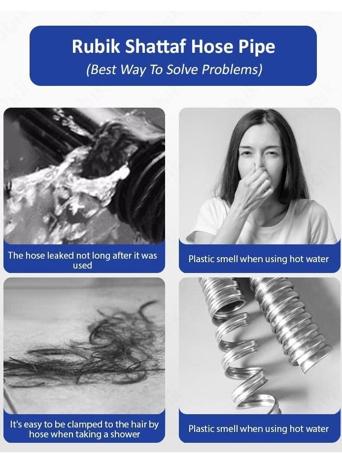 Rubik Shower Hose Pipe PVC Flex Anti Twist Heat Resistance Universal Replacement Kink and Leak Proof (2.5 Meter) - Image 5