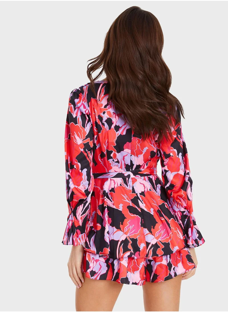 QUIZ Floral Printed Wrap Dress