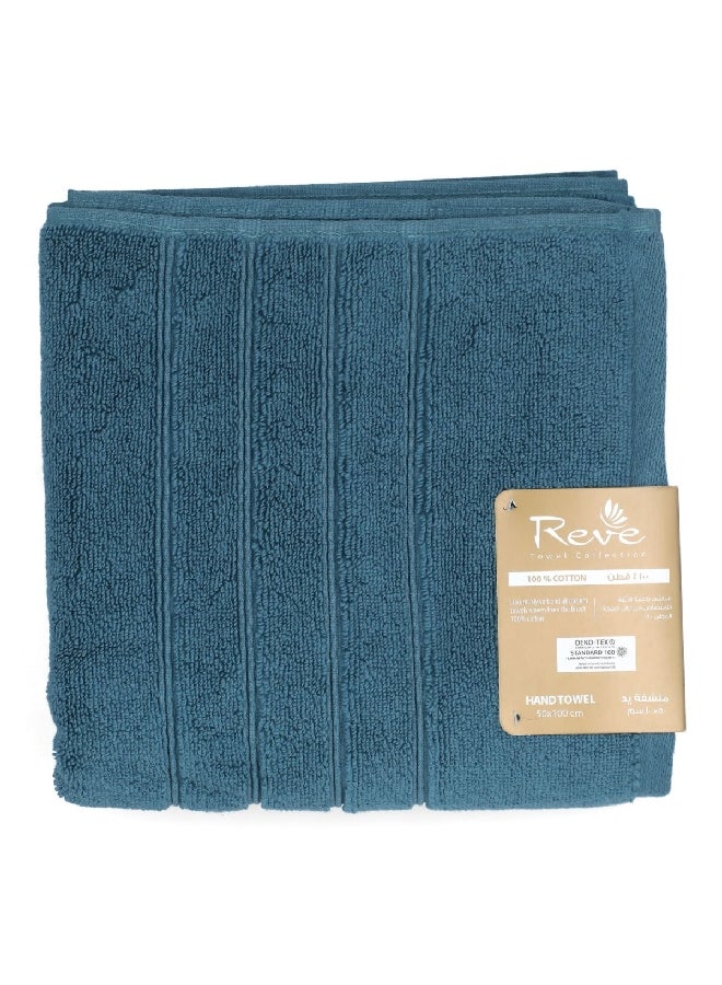 REVE Borabora Luxurious Cotton Absorbent Hand Towel Blue 50 x 100 cm - Image 4