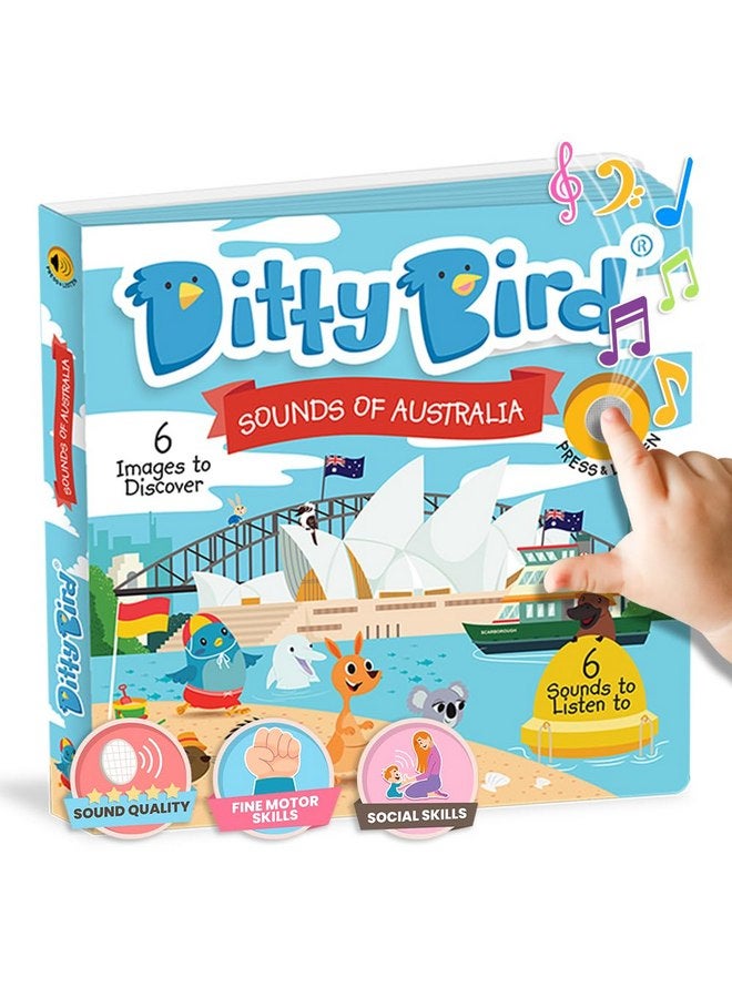 Ditty Bird Musical Toddler Books | Fun Sensory Songs of Australia | Sing Along Books for Toddlers 1-3 | Interactive Talking Book | Sturdy Baby Sound Books | Australian Nursery Rhyme Toys with Koala - Image 1