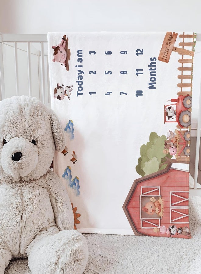 فريدو بطانية قطنية للأطفال الرضع مع دعائم لجلسة تصوير شهرية، قماط ناعم للأطفال حديثي الولادة مع بطاقات من 1 إلى 12 شهرًا، بطانية غرفة مكيفة للاستخدام الصيفي/الشتوي/متعددة الاستخدامات (بني ريفي) - Image 2