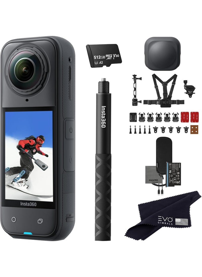 Insta360 Insta360 X5 Snow Bundle8K Waterproof 360 Action Camera with 1128 48MP Sensors 8K 360 HDR Video 72MP 4K SingleLens Bundle Includes Snow Bundle Selfie Stick Lens Cap 512GB  - Image 1