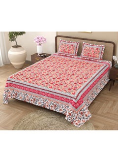 RajasthaniKart RajasthaniKart Pure Cotton 180 TC King Size BEDSHEET with 2 Pillow Cover - 90X108 (Suitable for King Size Bed Sheet or Double Bed, Orange) PSP101  - Image 1