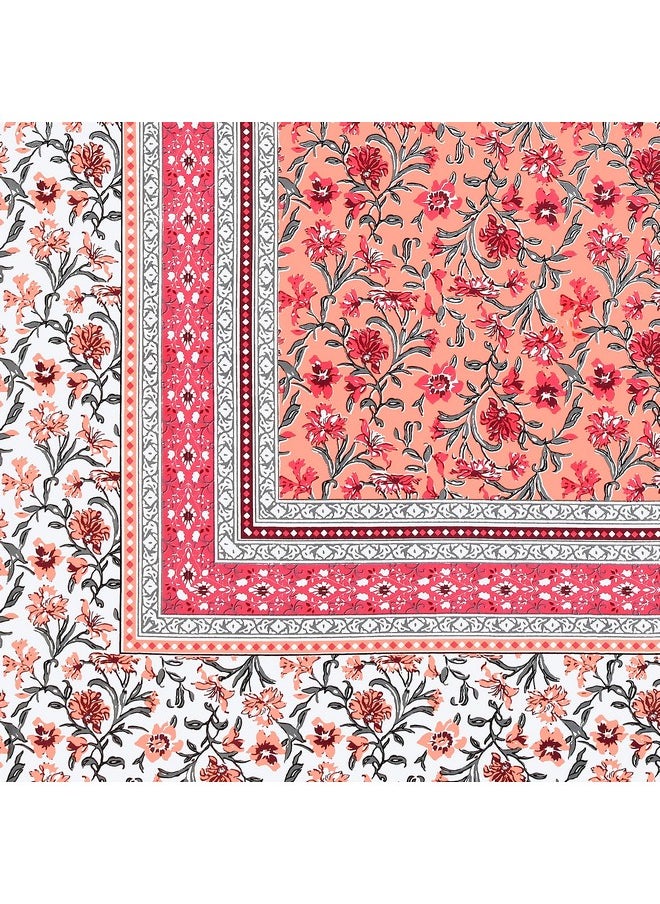 راجاستانكارت ملاءة سرير راجاستان كارت من القطن الخالص 180 خيطًا بحجم كينج مع غطائي وسادة - 90 × 108 (مناسبة لملاءة سرير بحجم كينج أو سرير مزدوج، برتقالي) PSP101  - Image 4